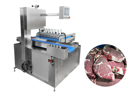 High Speed Double Saw Blades Frozen Meat Band Saw Cutting Machine dengan In-Feed Besar